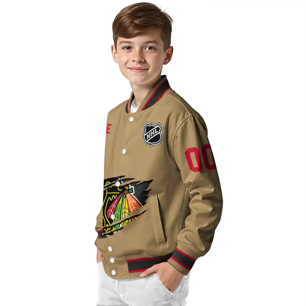custom chicago blackhawks claw burst beige varsity jacket trendy custom chicago blackhawks claw burst beige varsity jacket trendy
