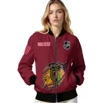 custom chicago blackhawks claw rip red bomber jacket best selling