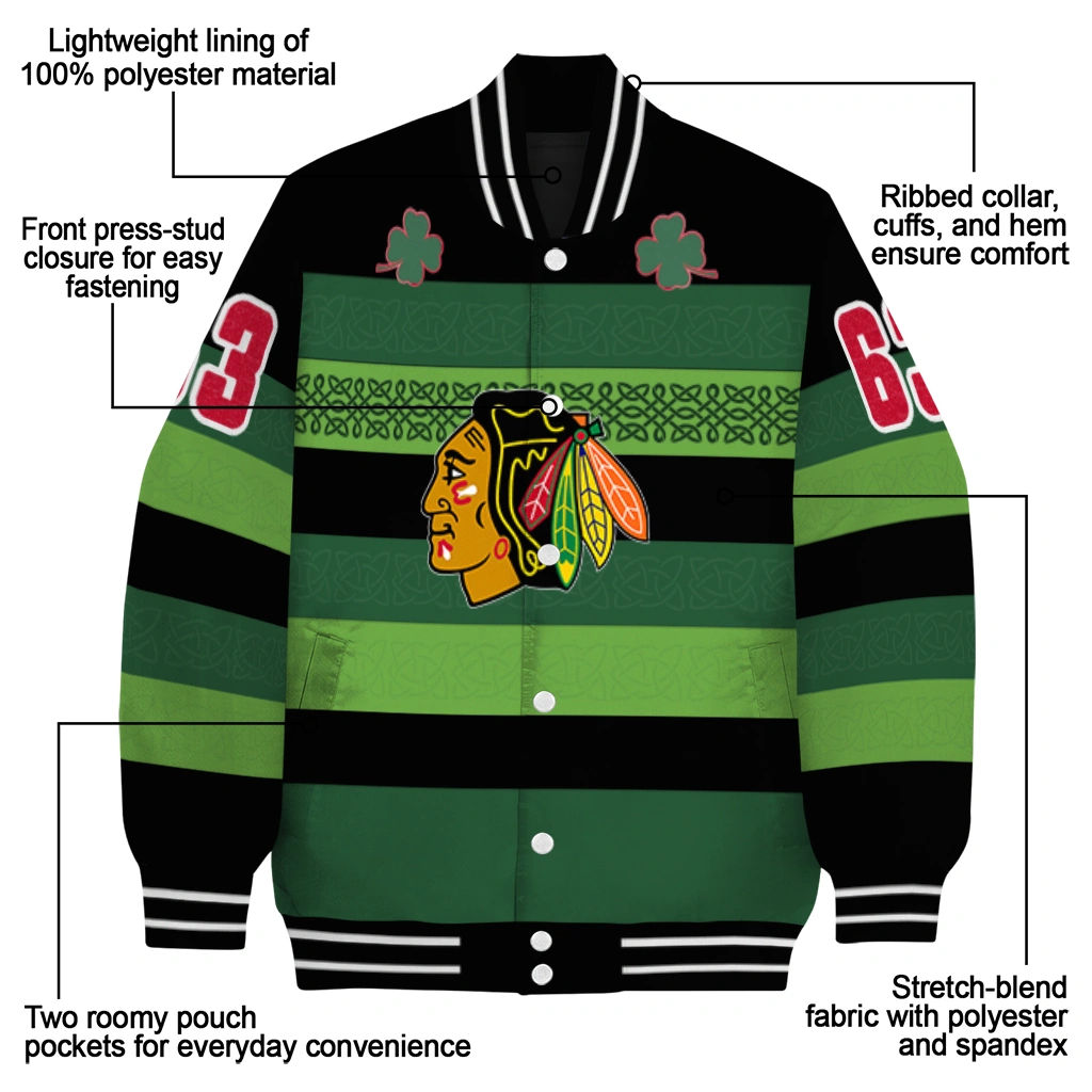 custom chicago blackhawks clover green lines green black varsity jacket new arrival custom chicago blackhawks clover green lines green black varsity jacket new arrival