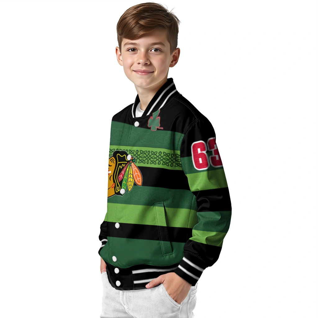 custom chicago blackhawks clover green lines green black varsity jacket trendy custom chicago blackhawks clover green lines green black varsity jacket trendy