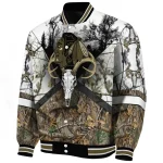 custom chicago blackhawks deer skull camouflage white varsity jacket best selling