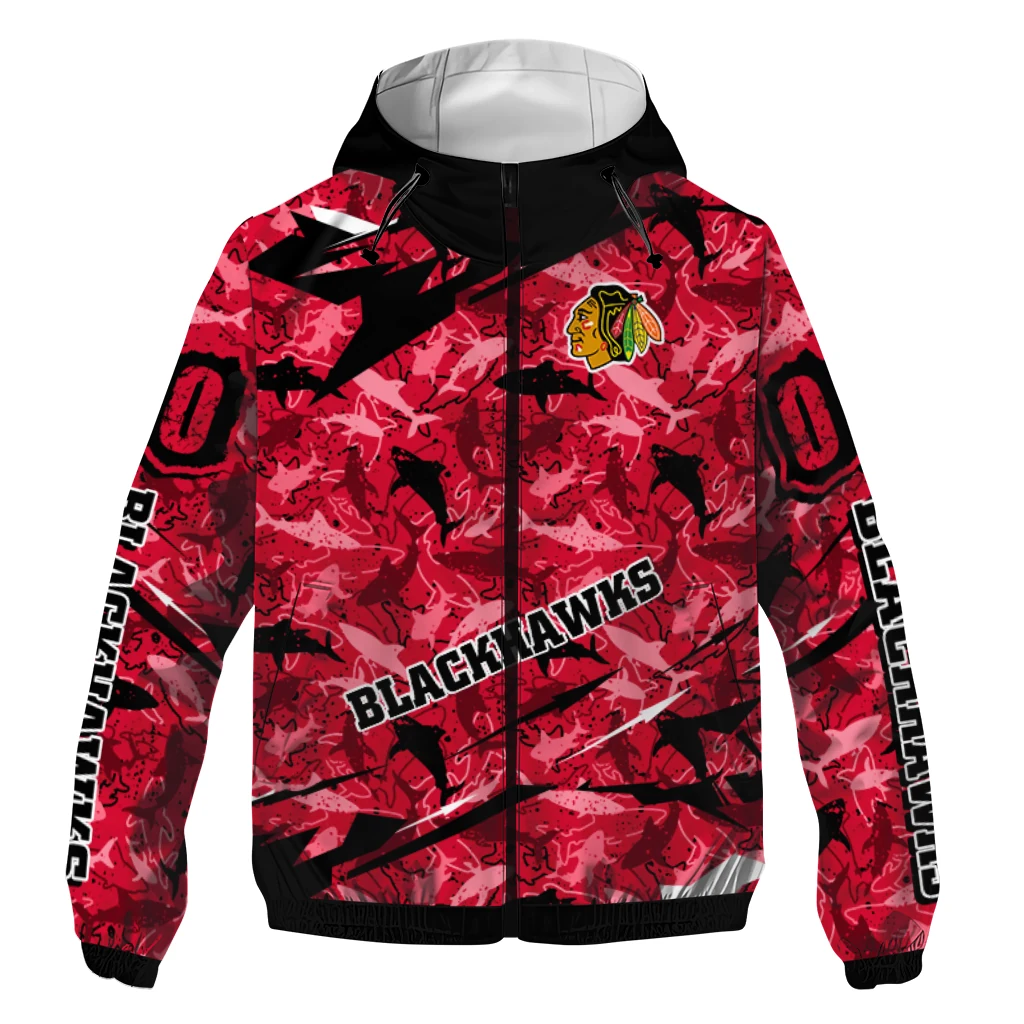 custom chicago blackhawks shark art red windbreaker jacket best selling custom chicago blackhawks shark art red windbreaker jacket best selling