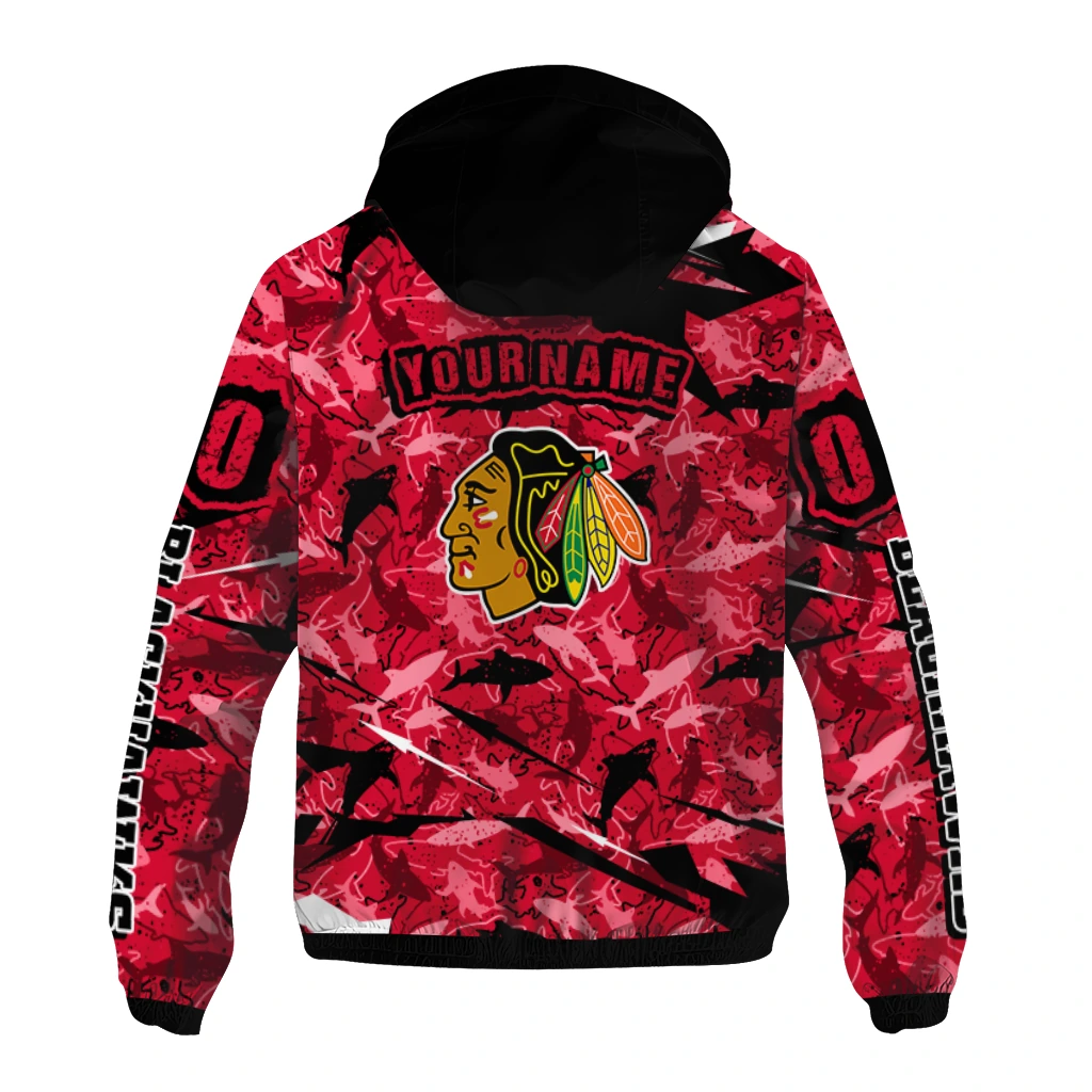 custom chicago blackhawks shark art red windbreaker jacket fashion forward custom chicago blackhawks shark art red windbreaker jacket fashion forward