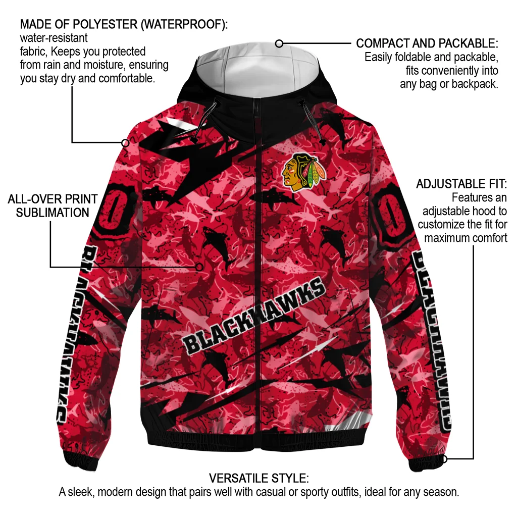 custom chicago blackhawks shark art red windbreaker jacket new arrival custom chicago blackhawks shark art red windbreaker jacket new arrival