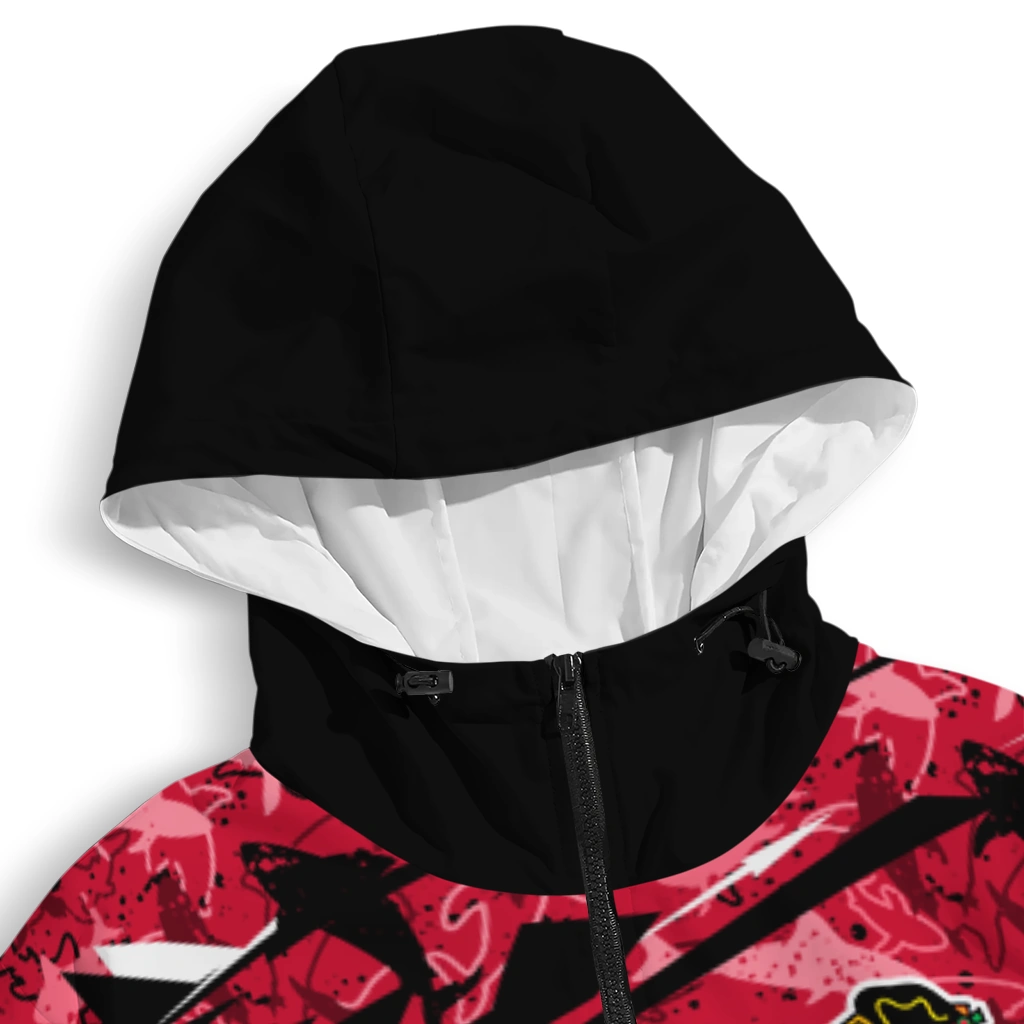 custom chicago blackhawks shark art red windbreaker jacket premium grade custom chicago blackhawks shark art red windbreaker jacket premium grade