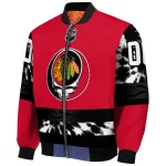 custom chicago blackhawks skull stripe red black bomber jacket best selling
