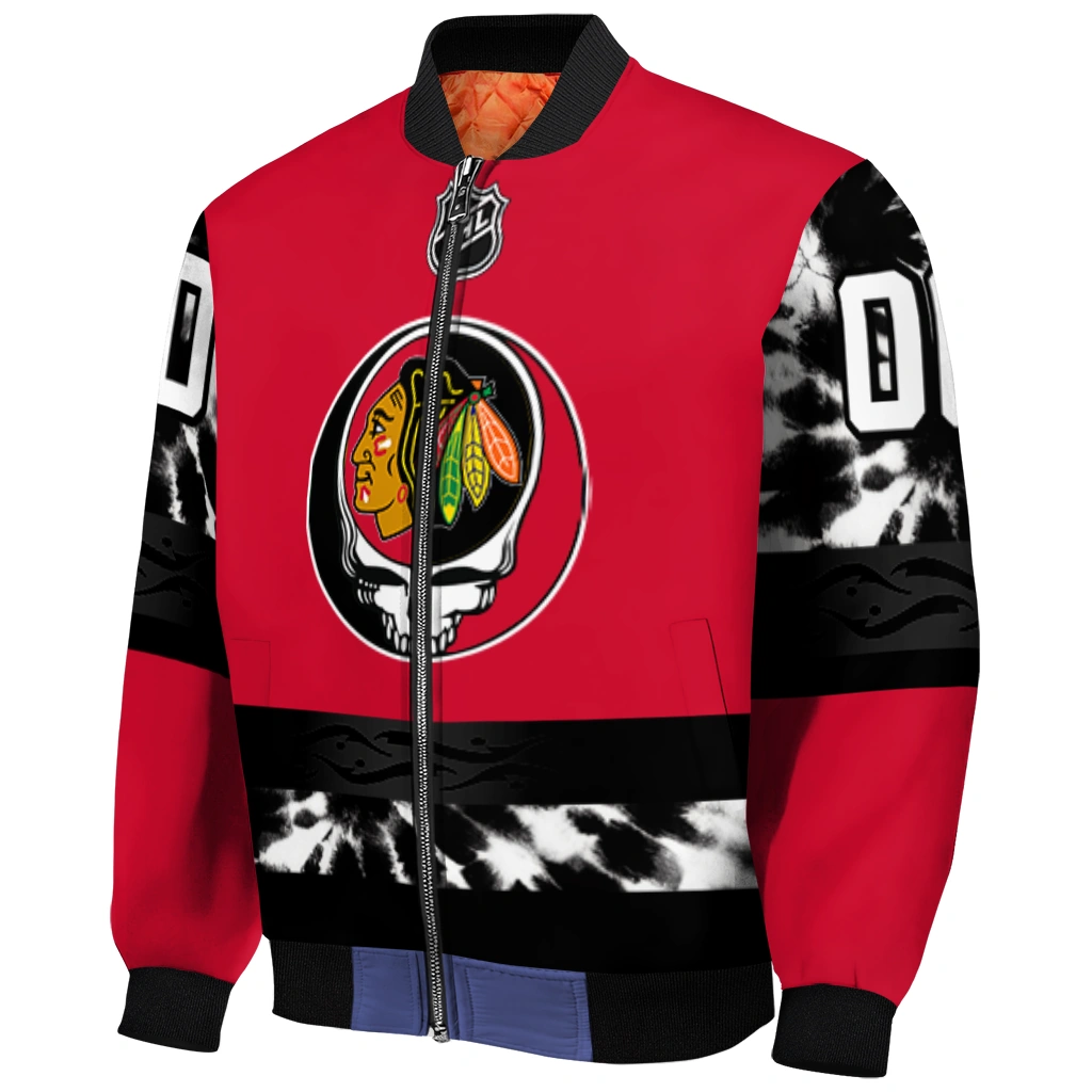 custom chicago blackhawks skull stripe red black bomber jacket fashion forward custom chicago blackhawks skull stripe red black bomber jacket fashion forward