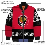 custom chicago blackhawks skull stripe red black bomber jacket best selling