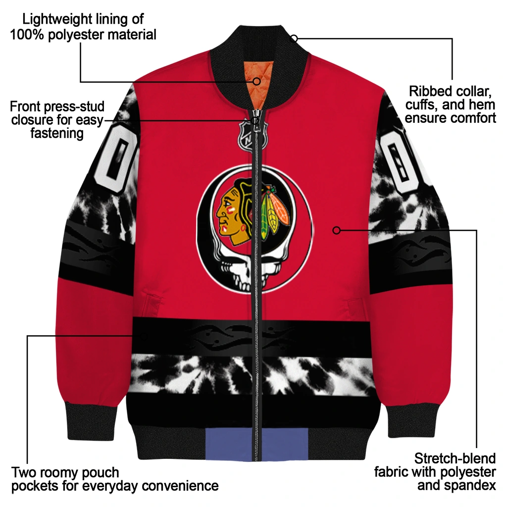 custom chicago blackhawks skull stripe red black bomber jacket new arrival custom chicago blackhawks skull stripe red black bomber jacket new arrival