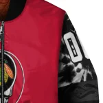 custom chicago blackhawks skull stripe red black bomber jacket best selling
