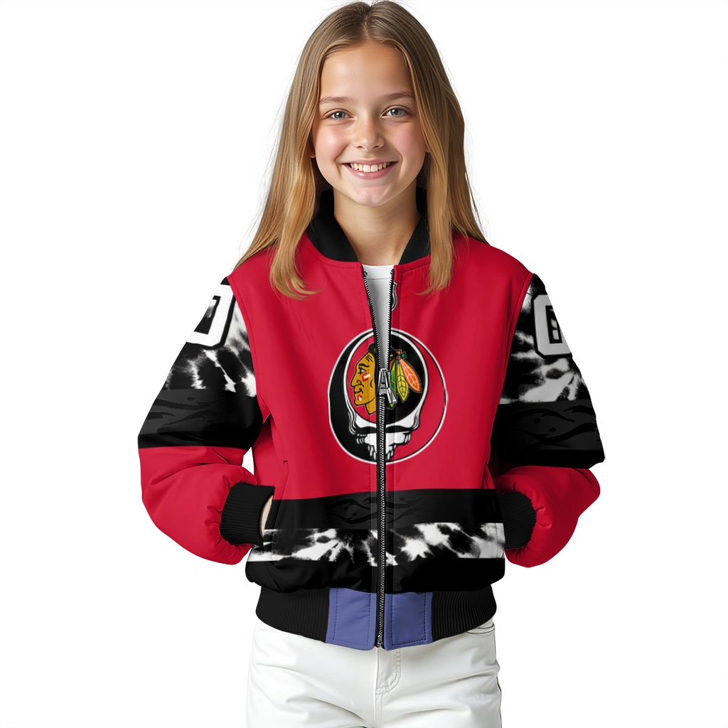 custom chicago blackhawks skull stripe red black bomber jacket top rated custom chicago blackhawks skull stripe red black bomber jacket top rated