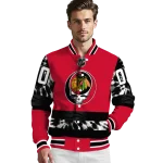 custom chicago blackhawks skull stripe red black varsity jacket best selling