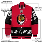 custom chicago blackhawks skull stripe red black varsity jacket best selling