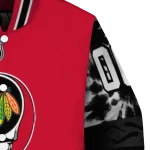custom chicago blackhawks skull stripe red black varsity jacket best selling