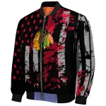 custom chicago blackhawks star stripes red black bomber jacket best selling