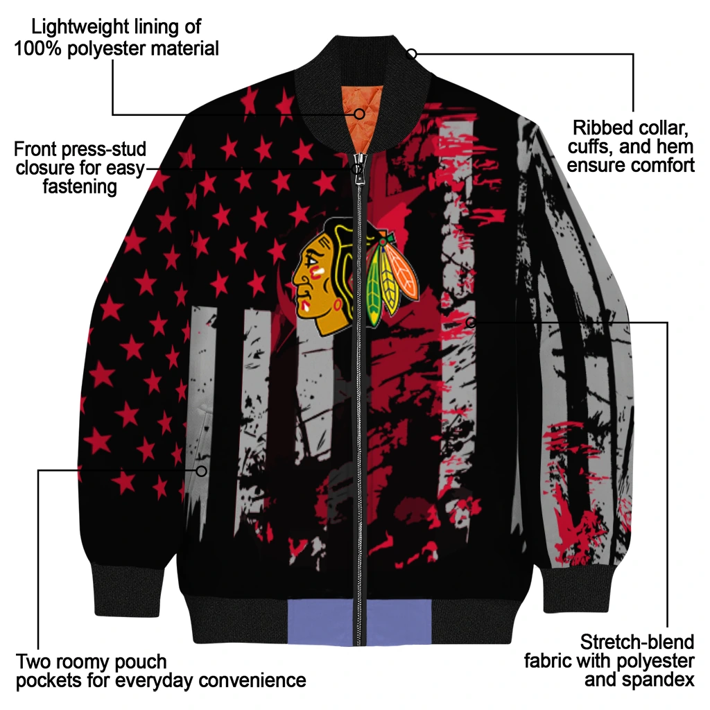 custom chicago blackhawks star stripes red black bomber jacket new arrival custom chicago blackhawks star stripes red black bomber jacket new arrival