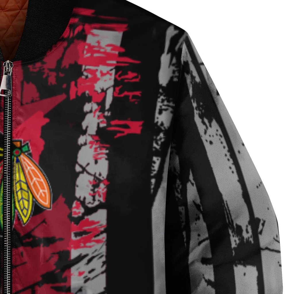 custom chicago blackhawks star stripes red black bomber jacket premium grade custom chicago blackhawks star stripes red black bomber jacket premium grade