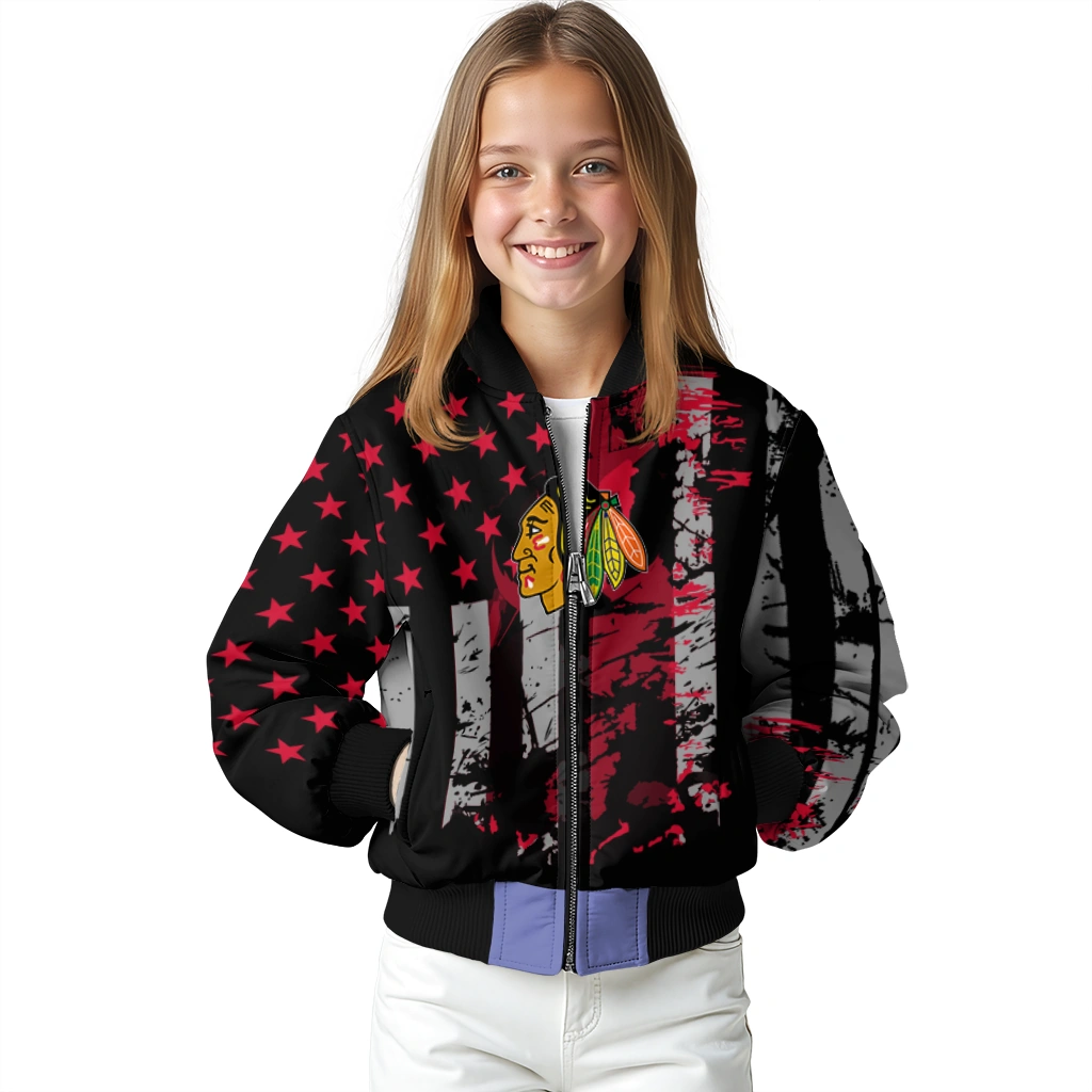 custom chicago blackhawks star stripes red black bomber jacket top rated custom chicago blackhawks star stripes red black bomber jacket top rated