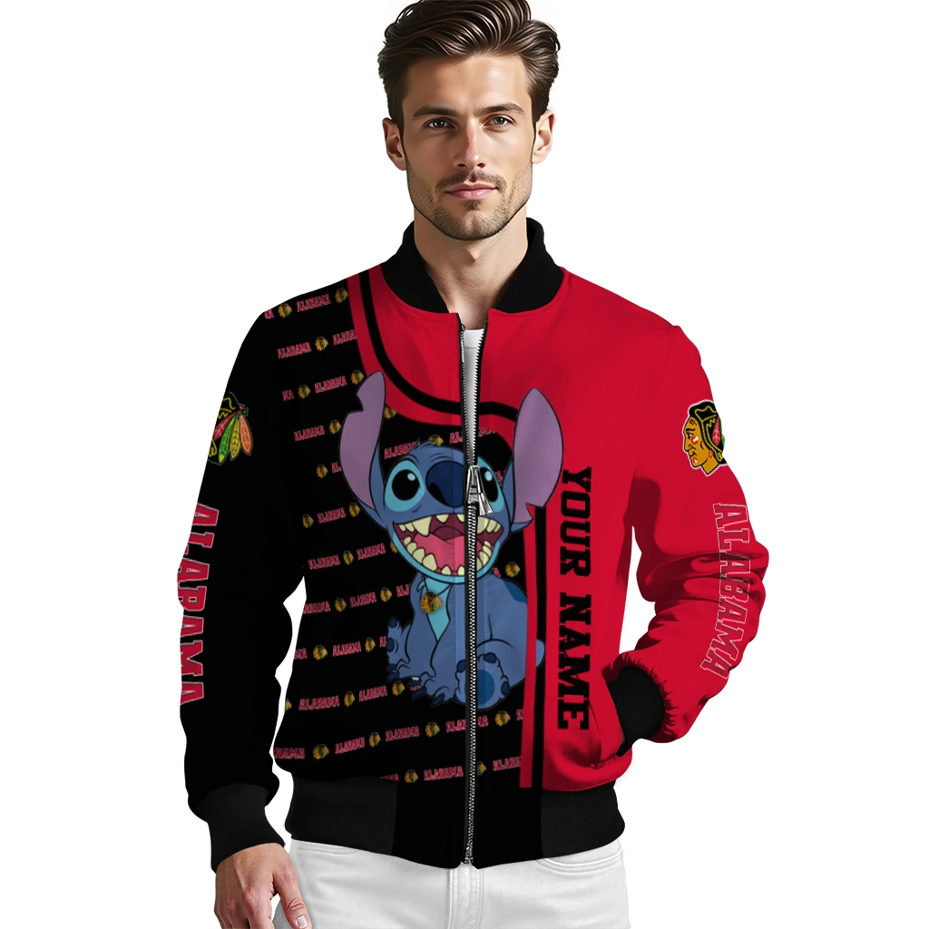 custom chicago blackhawks stitch laughing red bomber jacket high quality custom chicago blackhawks stitch laughing red bomber jacket high quality
