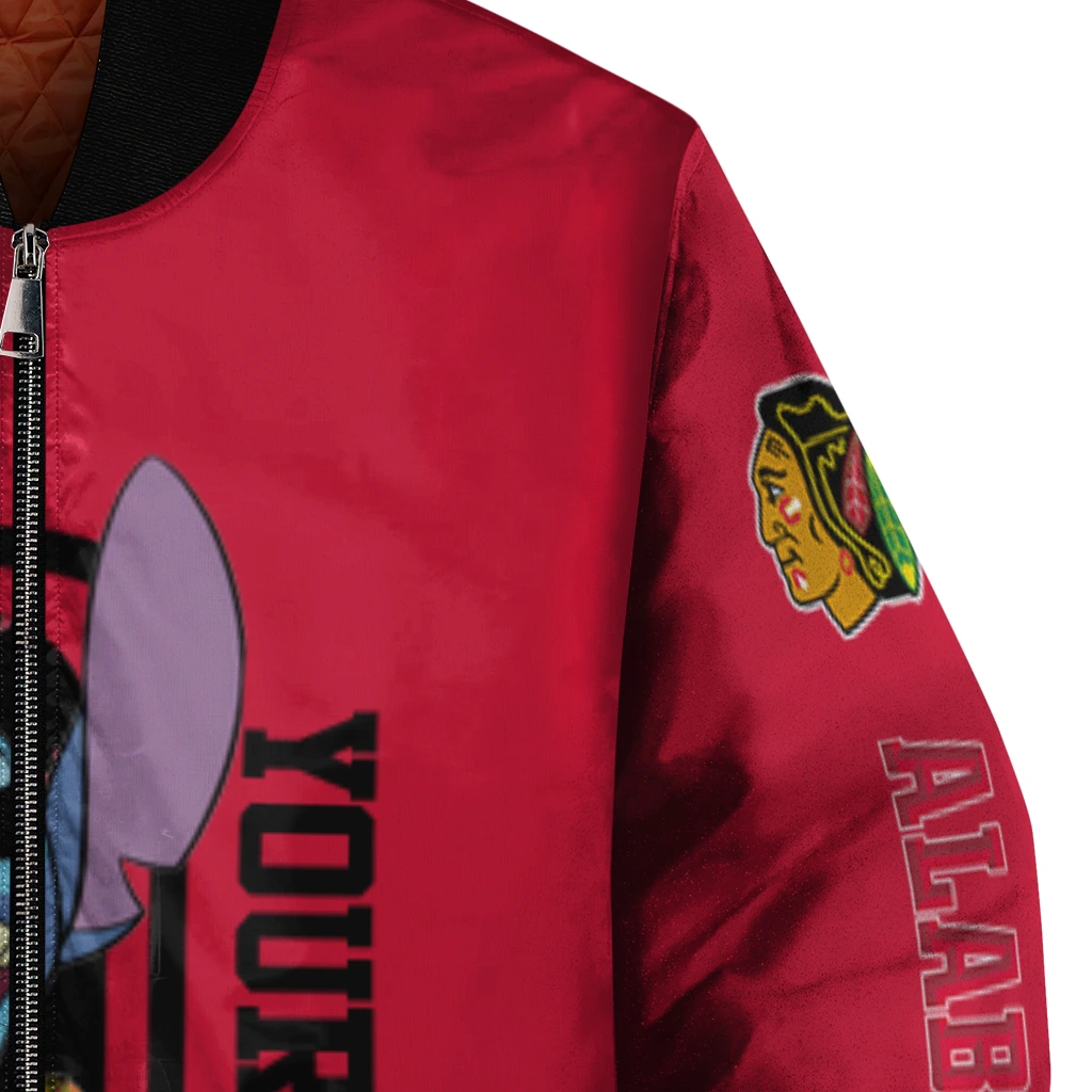 custom chicago blackhawks stitch laughing red bomber jacket premium grade custom chicago blackhawks stitch laughing red bomber jacket premium grade