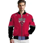 custom chicago bulls chevron style red bomber jacket best selling