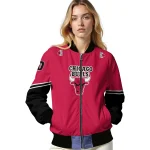 custom chicago bulls chevron style red bomber jacket best selling