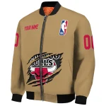 custom chicago bulls claw opening beige bomber jacket best selling