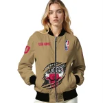 custom chicago bulls claw opening beige bomber jacket best selling