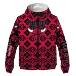 custom chicago bulls geometric blossom red windbreaker jacket best selling
