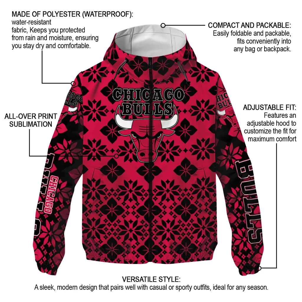 custom chicago bulls geometric blossom red windbreaker jacket new arrival custom chicago bulls geometric blossom red windbreaker jacket new arrival