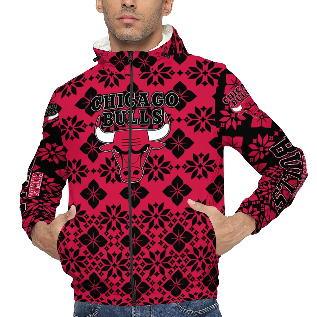 custom chicago bulls geometric blossom red windbreaker jacket top rated custom chicago bulls geometric blossom red windbreaker jacket top rated