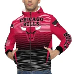 custom chicago bulls pattern layers red windbreaker jacket best selling