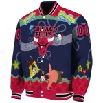 custom chicago bulls spongebob playtime red blue varsity jacket best selling