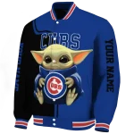 custom chicago cubs adorable yoda blue black varsity jacket best selling