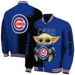 custom chicago cubs adorable yoda blue black varsity jacket best selling