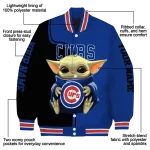 custom chicago cubs adorable yoda blue black varsity jacket best selling