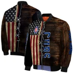 custom chicago cubs flag wood brown bomber jacket best selling