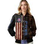 custom chicago cubs flag wood brown bomber jacket best selling