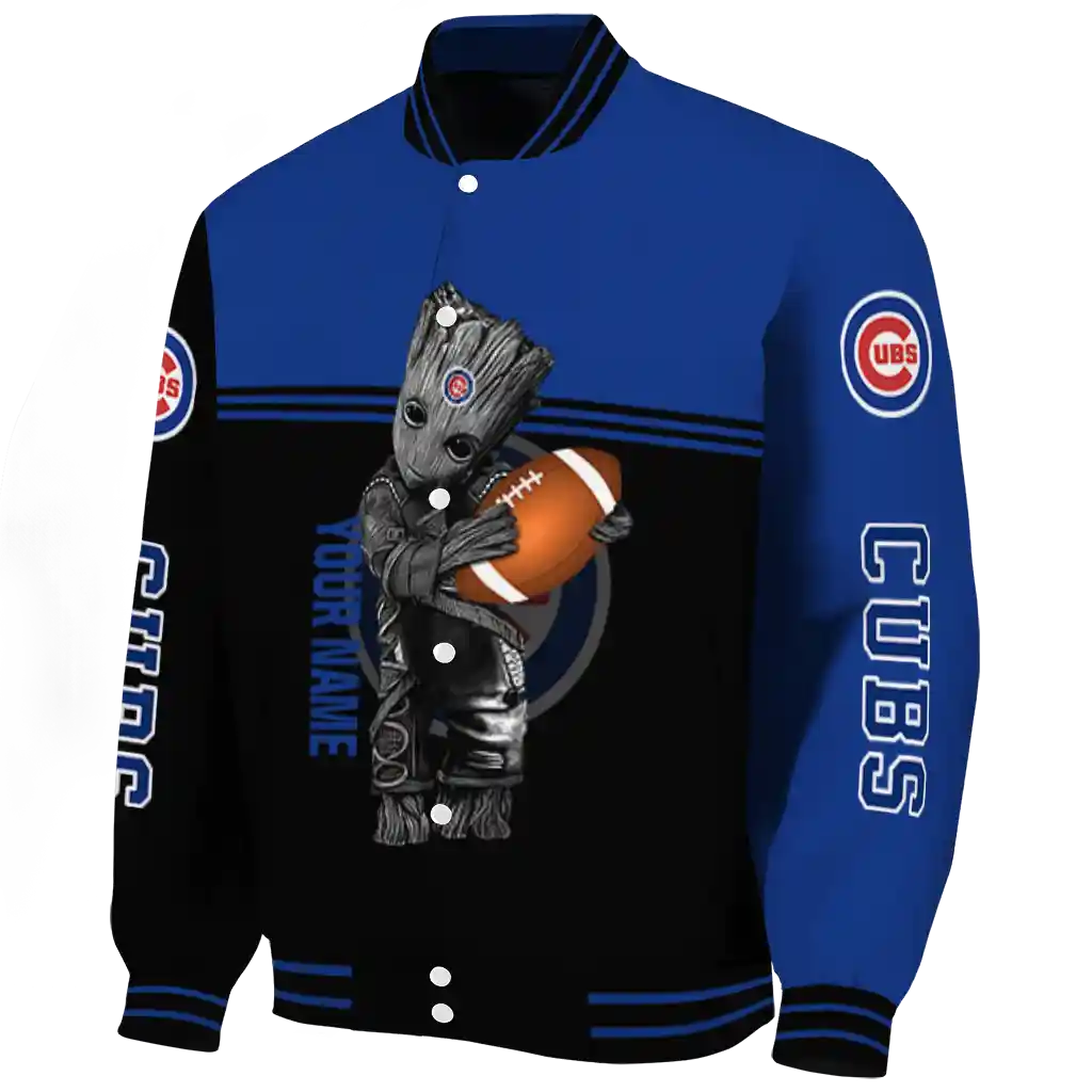 custom chicago cubs groot football blue black varsity jacket best selling custom chicago cubs groot football blue black varsity jacket best selling