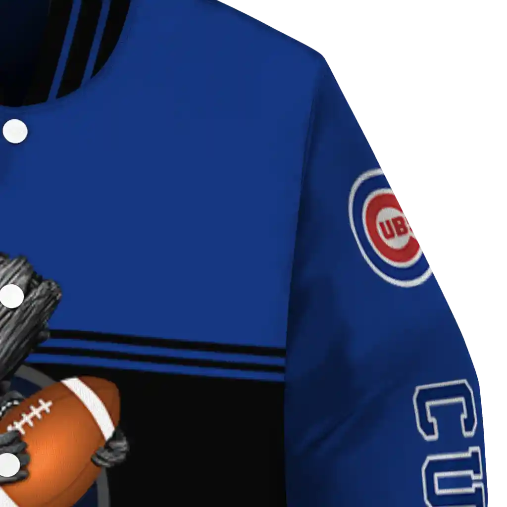 custom chicago cubs groot football blue black varsity jacket premium grade custom chicago cubs groot football blue black varsity jacket premium grade
