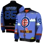 custom chicago cubs mario blocks blue black bomber jacket best selling