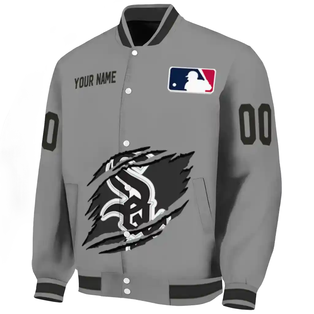custom chicago white sox claw rend grey varsity jacket best selling custom chicago white sox claw rend grey varsity jacket best selling