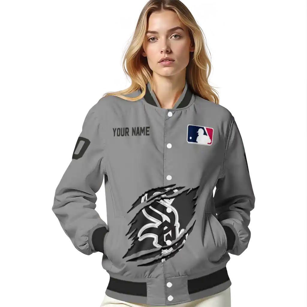 custom chicago white sox claw rend grey varsity jacket latest model custom chicago white sox claw rend grey varsity jacket latest model