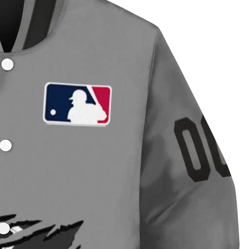 custom chicago white sox claw rend grey varsity jacket premium grade custom chicago white sox claw rend grey varsity jacket premium grade