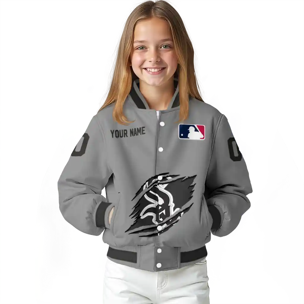 custom chicago white sox claw rend grey varsity jacket top rated custom chicago white sox claw rend grey varsity jacket top rated