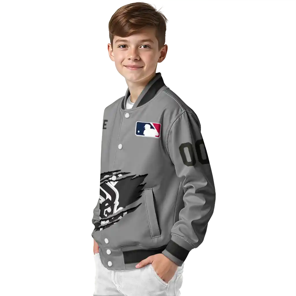 custom chicago white sox claw rend grey varsity jacket trendy custom chicago white sox claw rend grey varsity jacket trendy