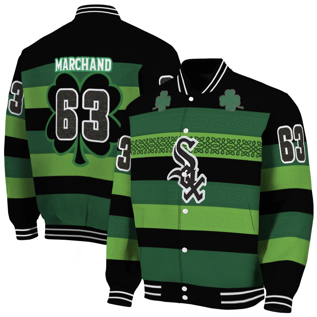 custom chicago white sox clover green lines green black varsity jacket fashion forward custom chicago white sox clover green lines green black varsity jacket fashion forward
