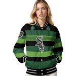 custom chicago white sox clover green lines green black varsity jacket best selling