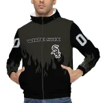 custom chicago white sox flame trim black windbreaker jacket best selling