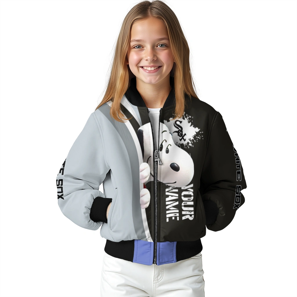 custom chicago white sox snoopy head black bomber jacket top rated custom chicago white sox snoopy head black bomber jacket top rated